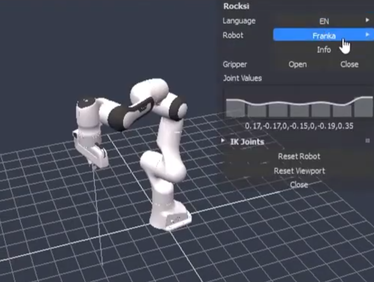 Rocksi 시뮬레이터를 이용한 로봇팔 개발